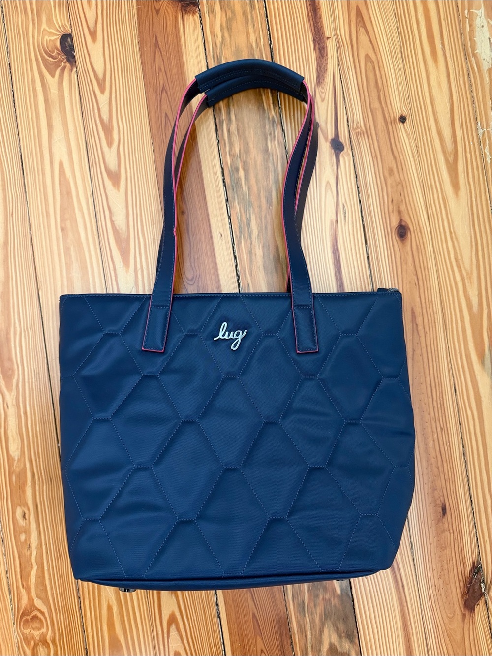 lug Paddock Satin Luxe Vegan Leather Tote Bag | Navy | New